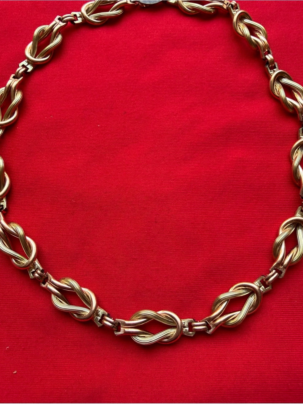Antique Art Deco 12K GF Love Knot Link two tone Choker Necklace - 15” long - Picture 4 of 4